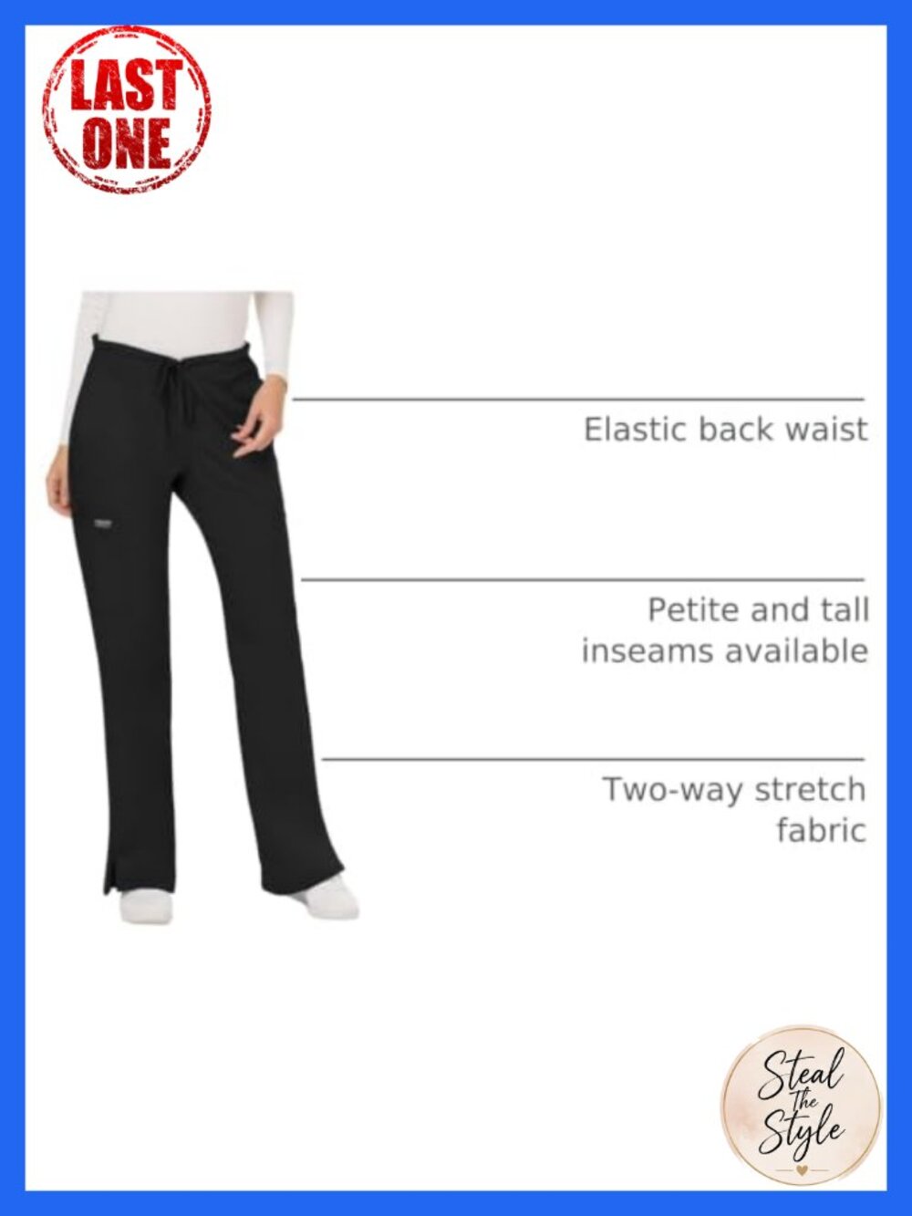 Cherokee Mid Rise Moderate Flare Drawstring Scrub Pants - Picture 3 of 6